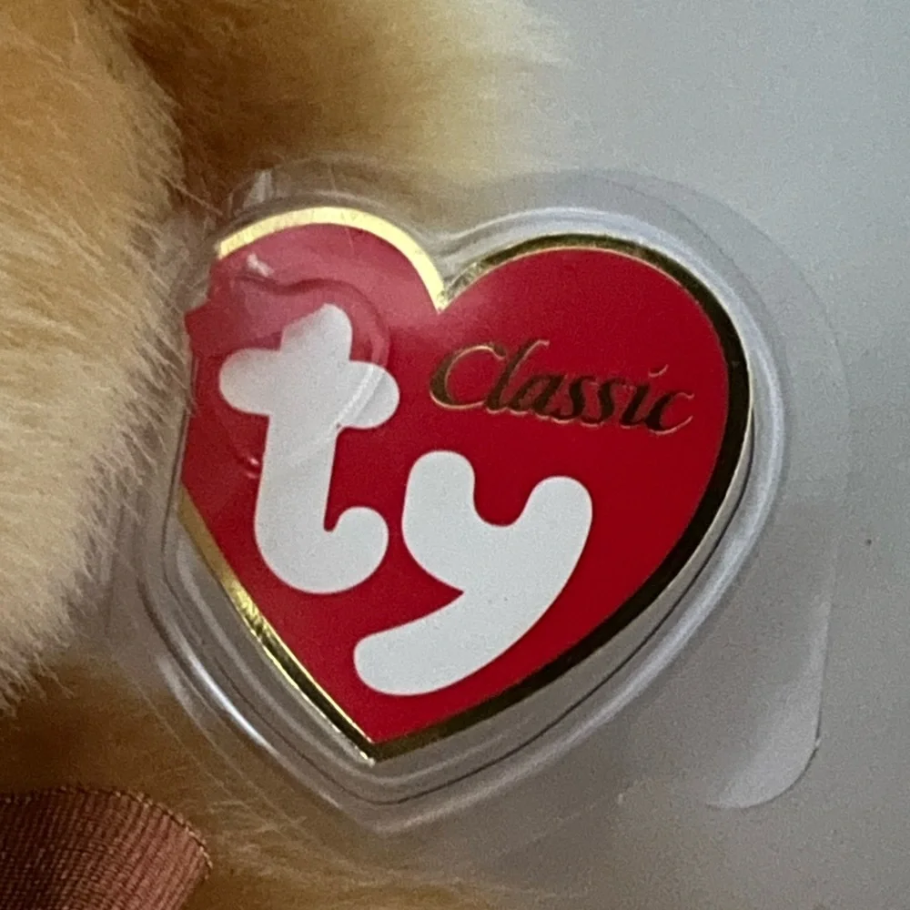 Ty Beanie Baby 2000 Classic “Jeeves” TeddyBear Golden Plush Stuffed Rainbow Nose